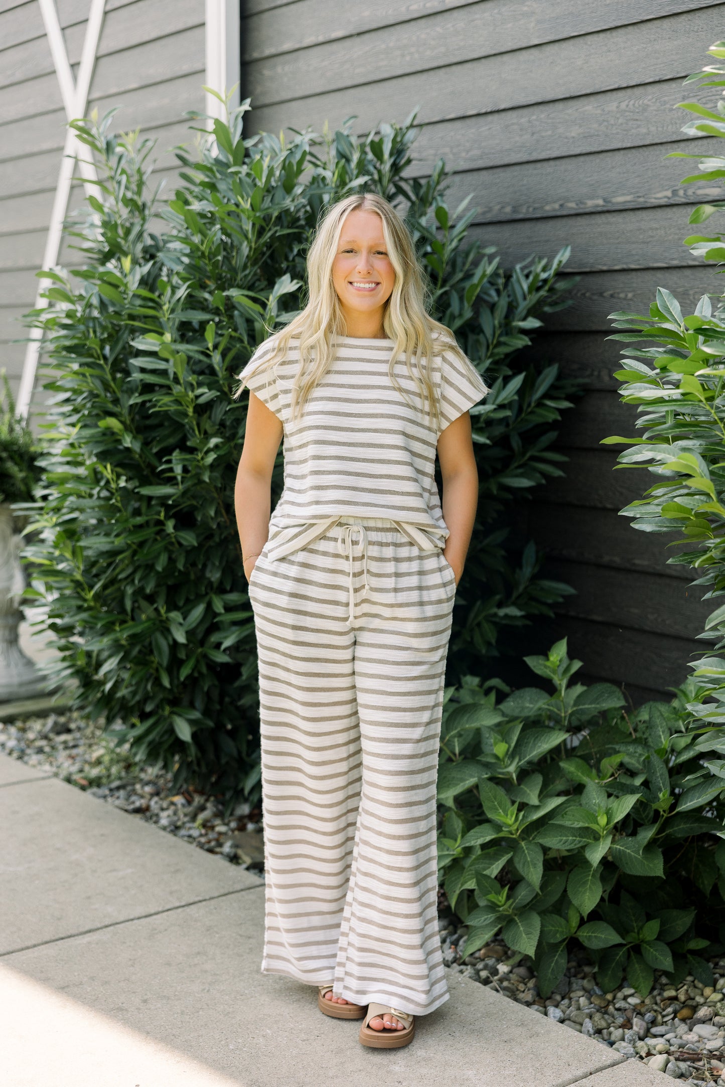 Khaki Striped Terry Set
