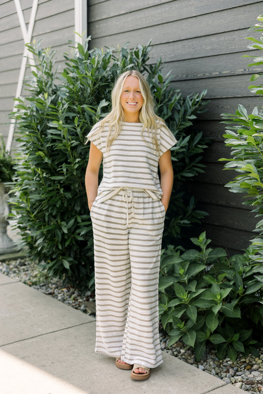 Khaki Striped Terry Set
