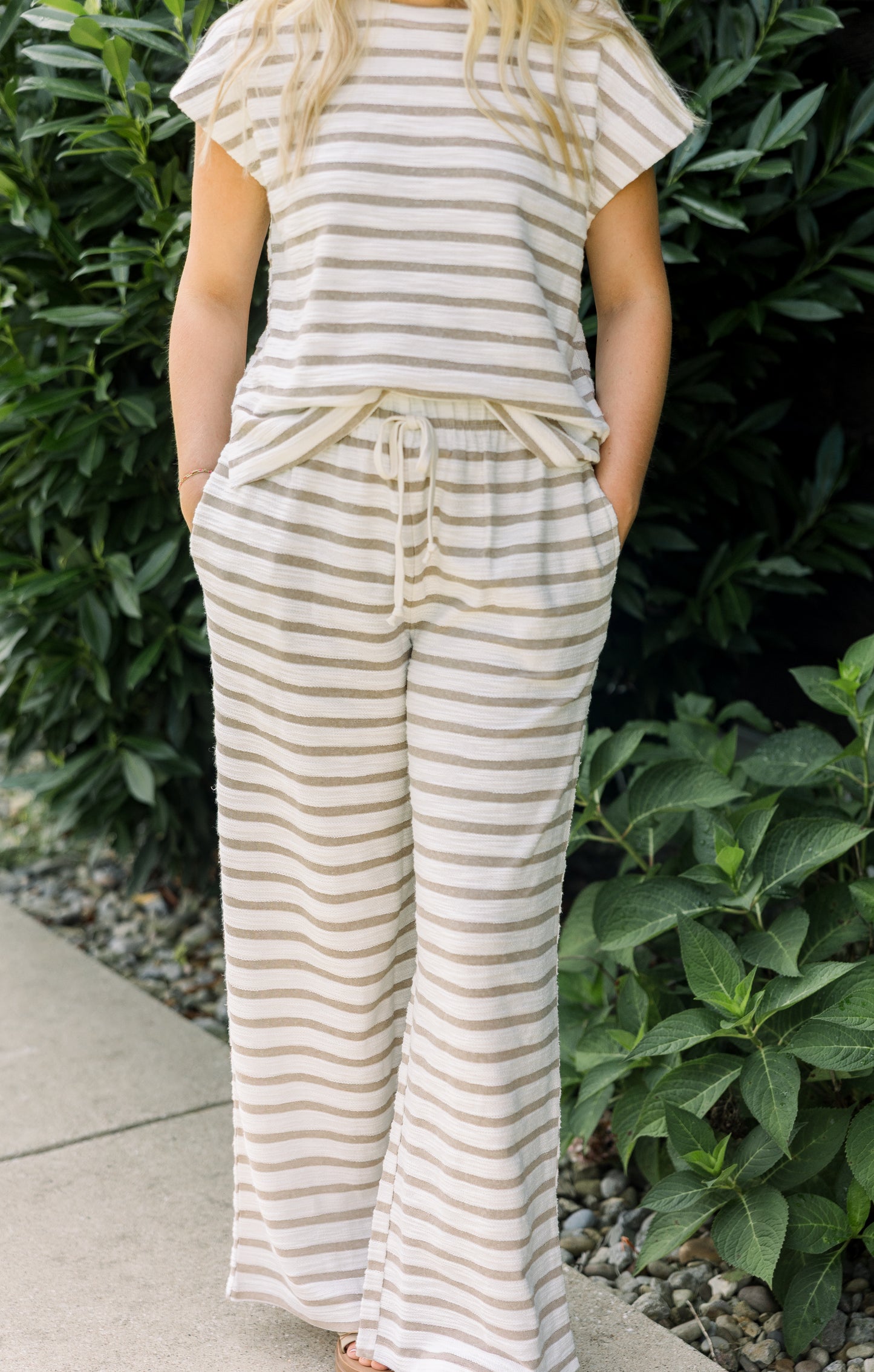 Khaki Striped Terry Set