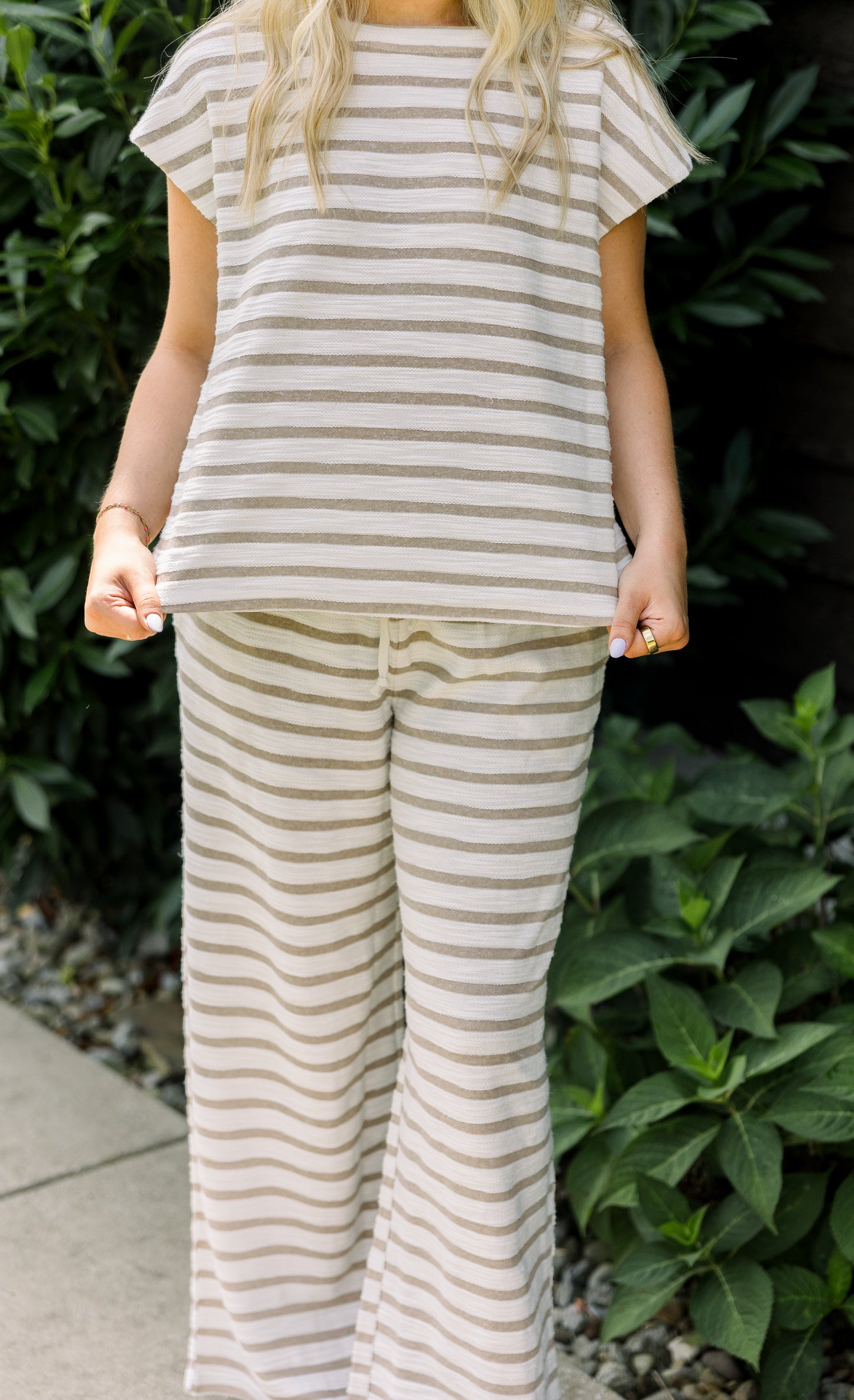 Khaki Striped Terry Set