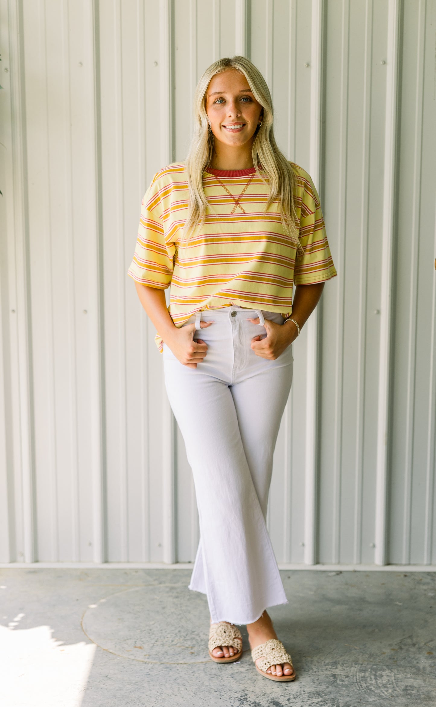 Yellow Multi Stripe Tee