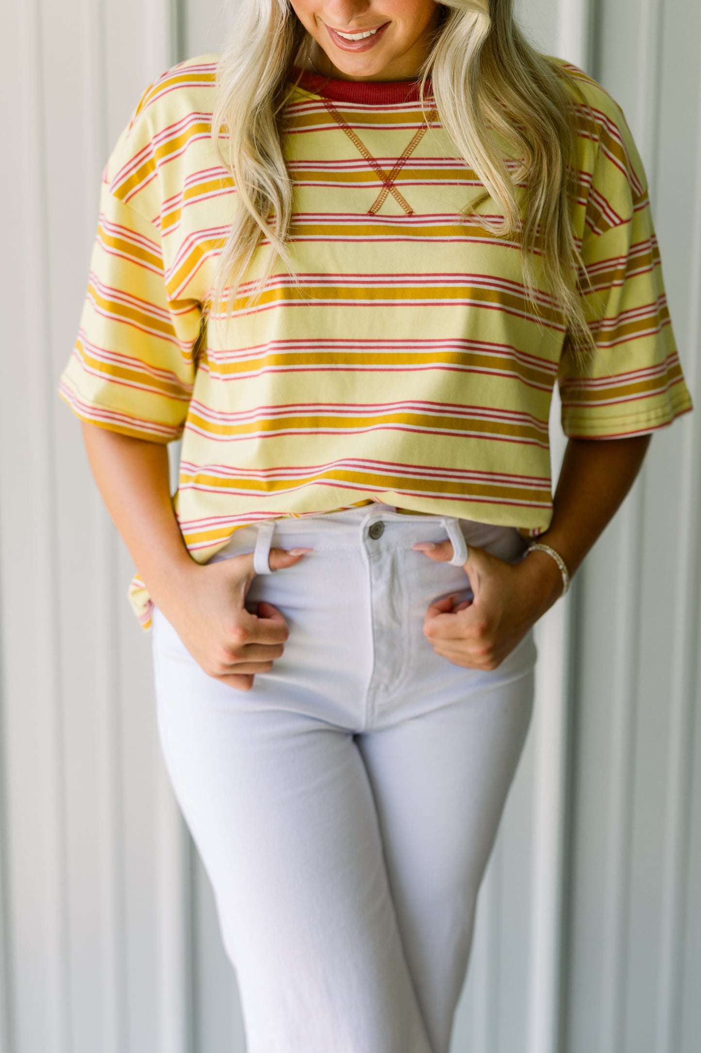 Yellow Multi Stripe Tee