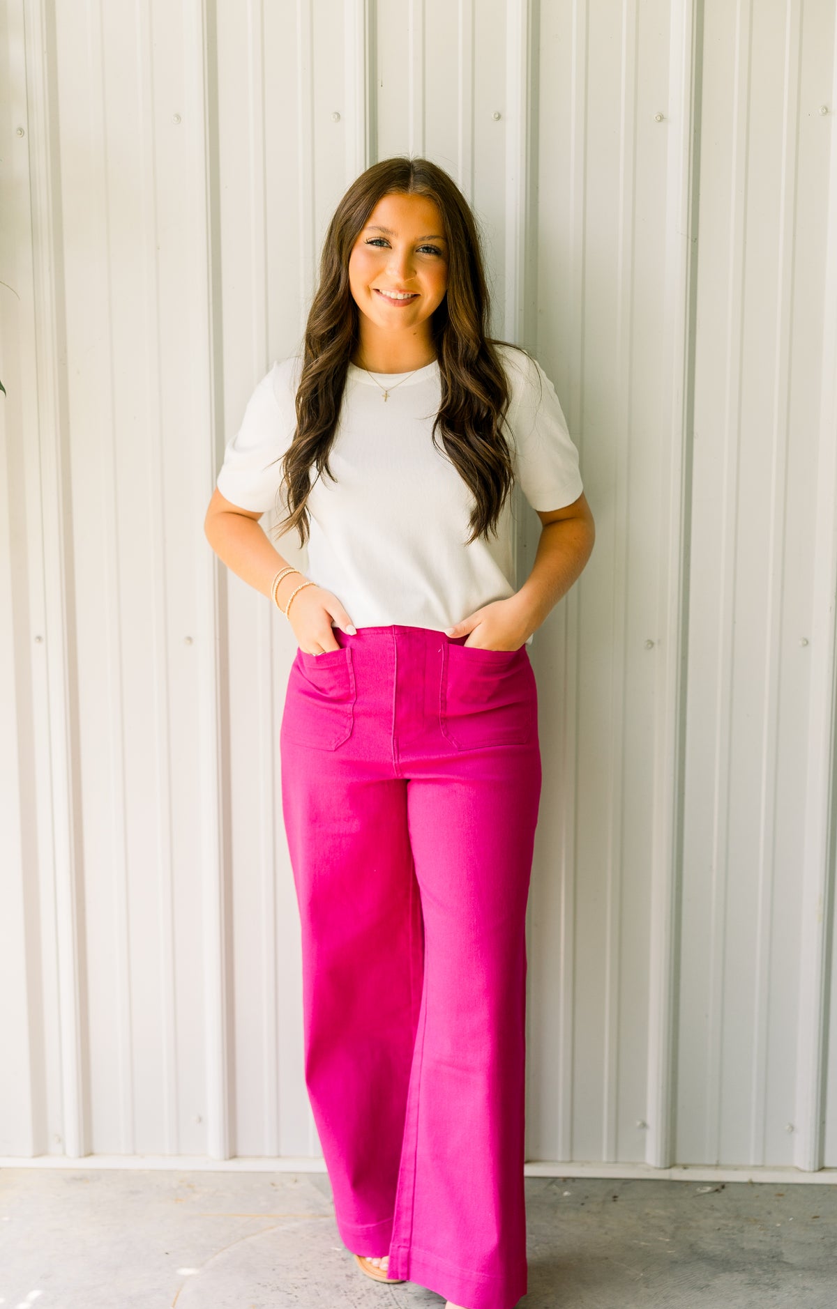 Hot Pink Wide Leg Denim