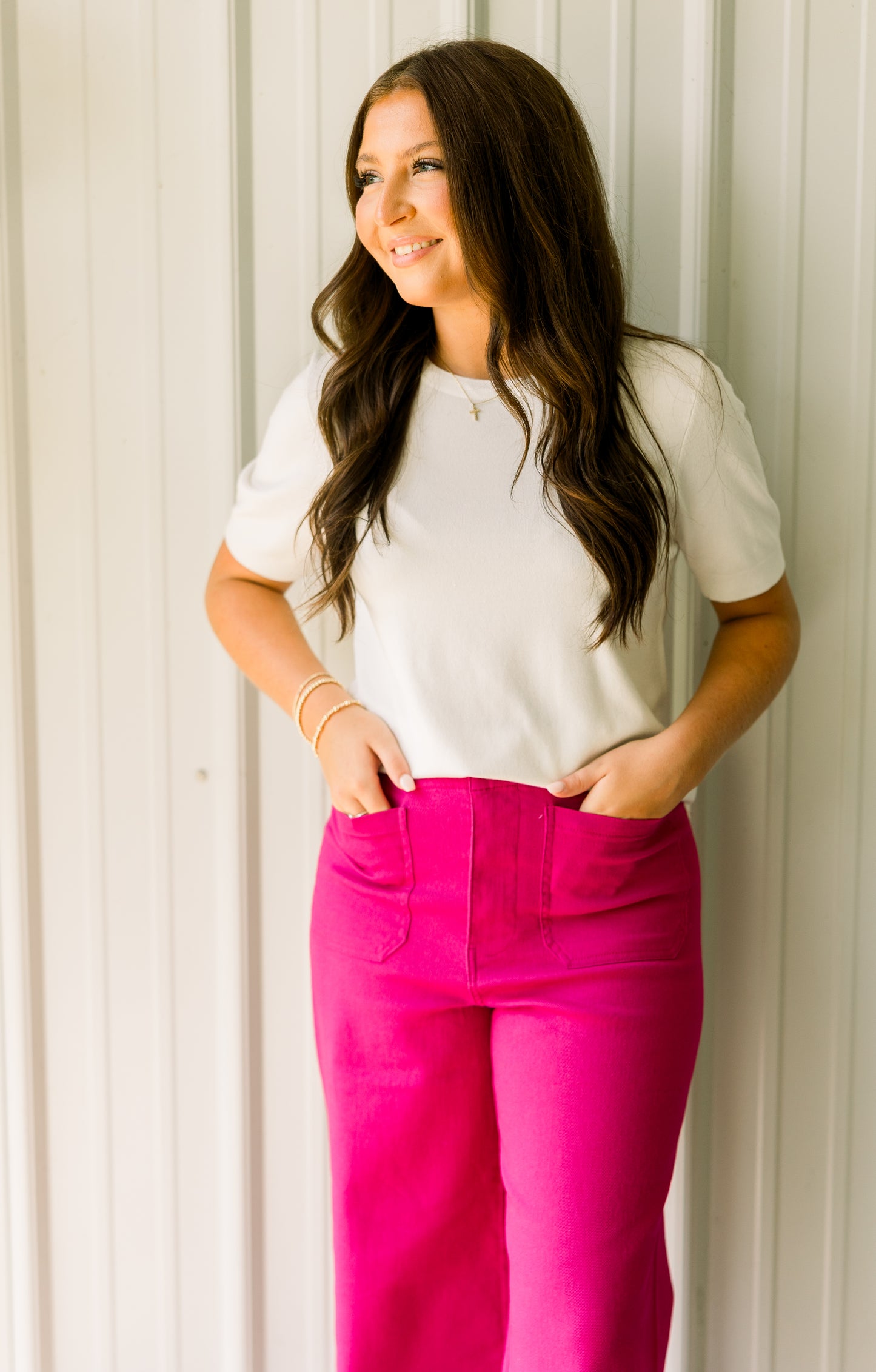 Hot Pink Wide Leg Denim