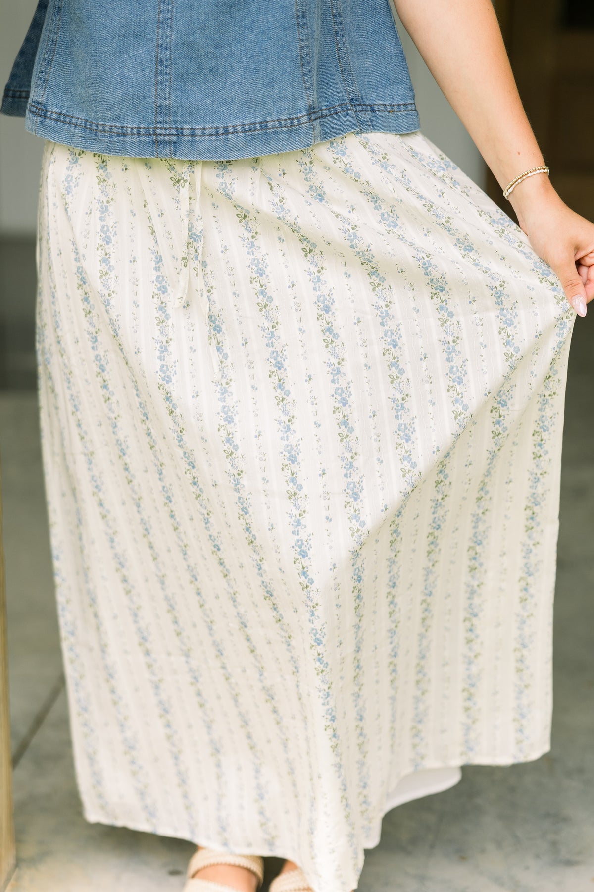Blue Floral Tie Skirt