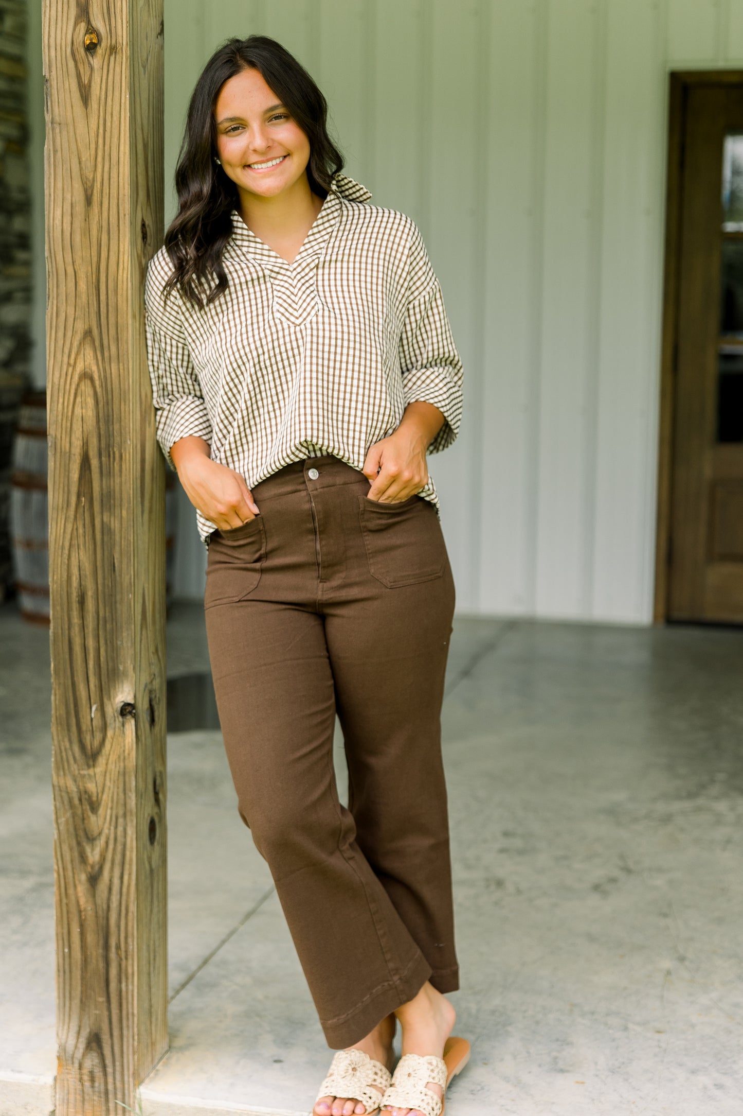 Brown Wide Leg Denim