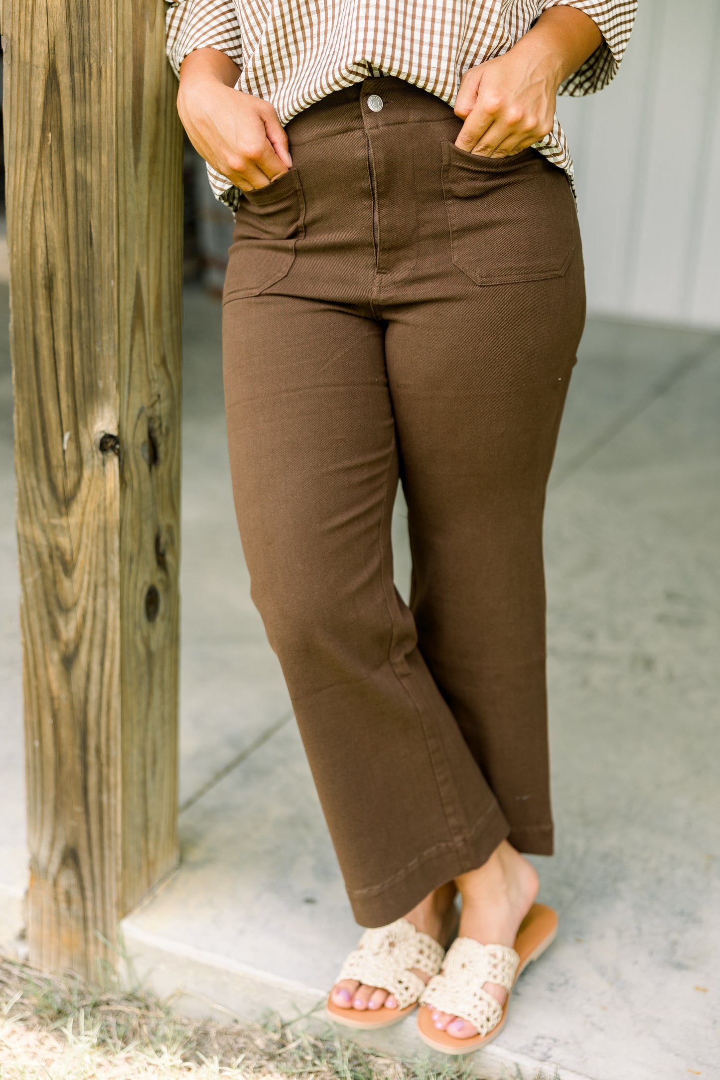 Brown Wide Leg Denim