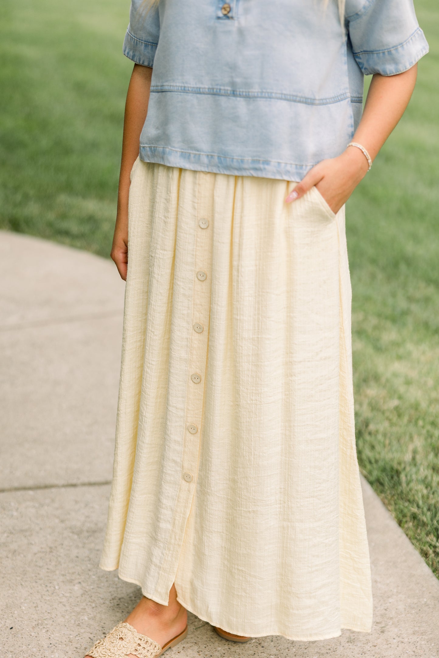 Yellow Button Down Skirt