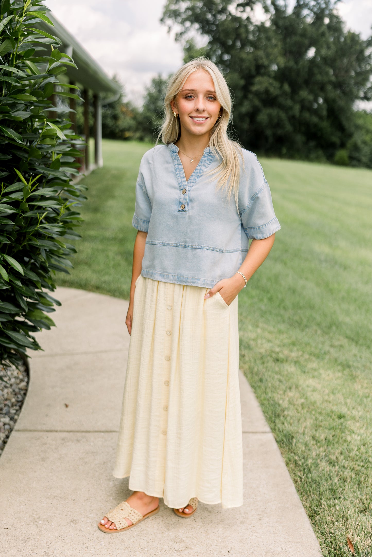 Yellow Button Down Skirt