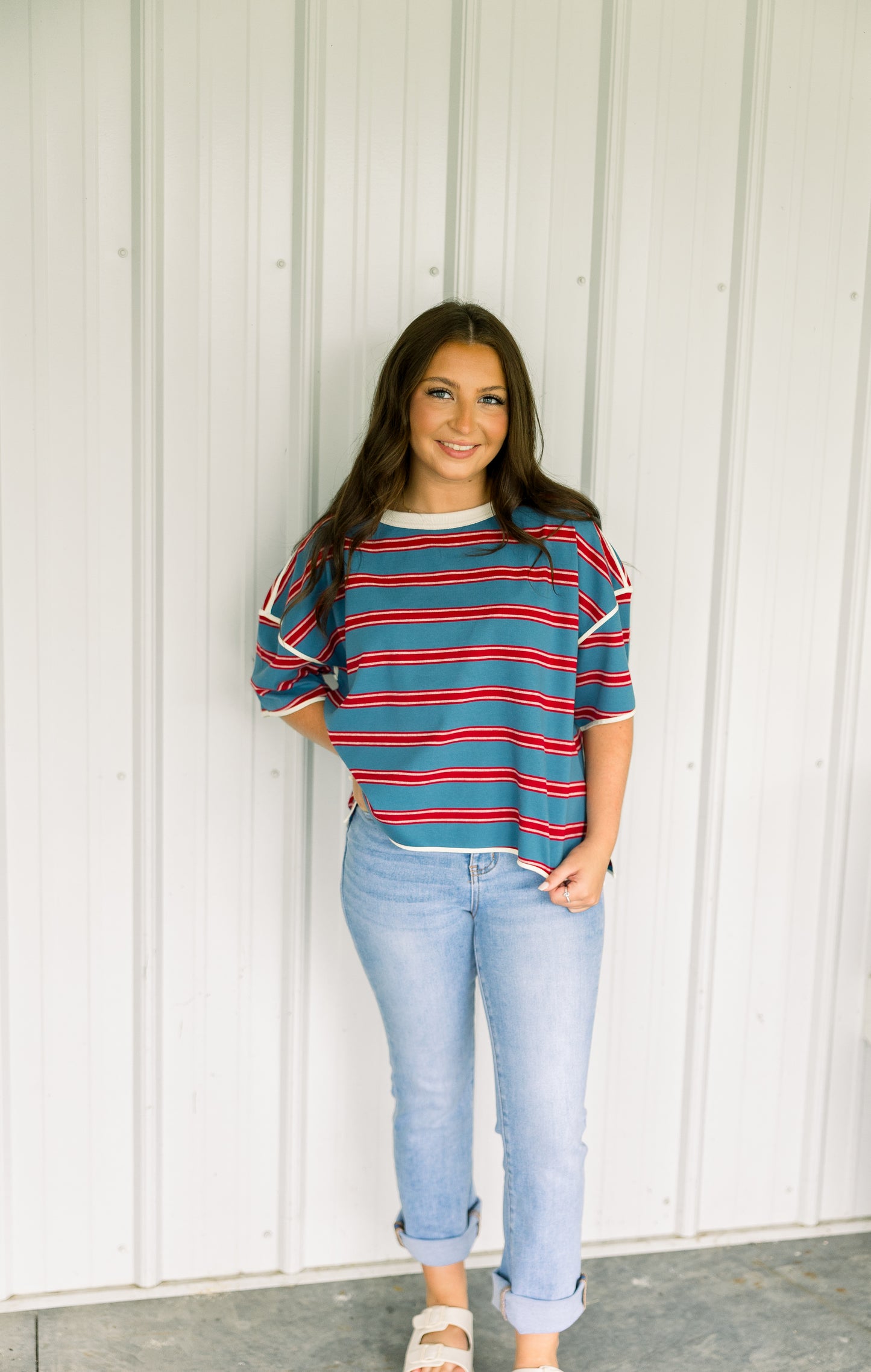 Red & Blue Boxy Tee
