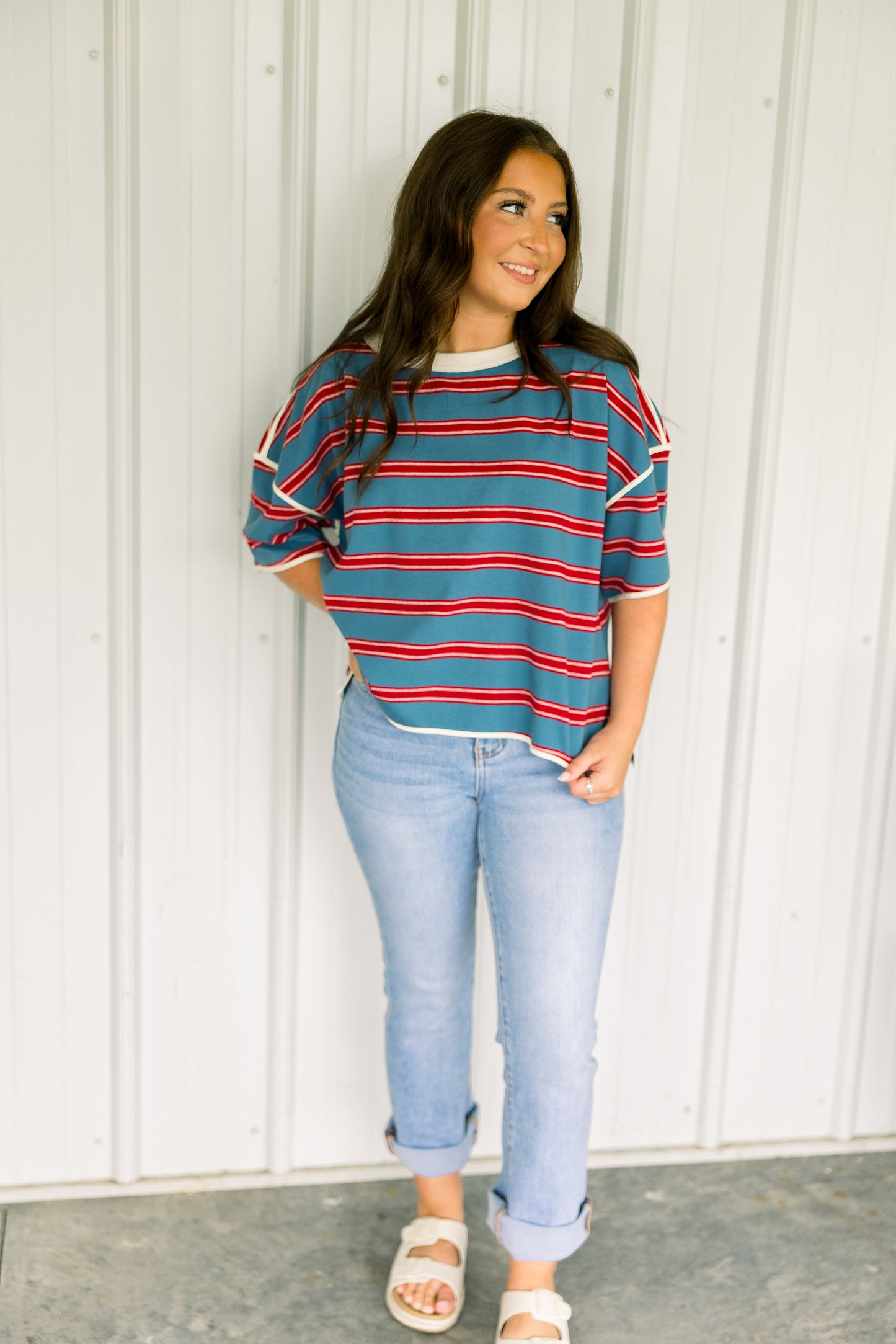 Red & Blue Boxy Tee