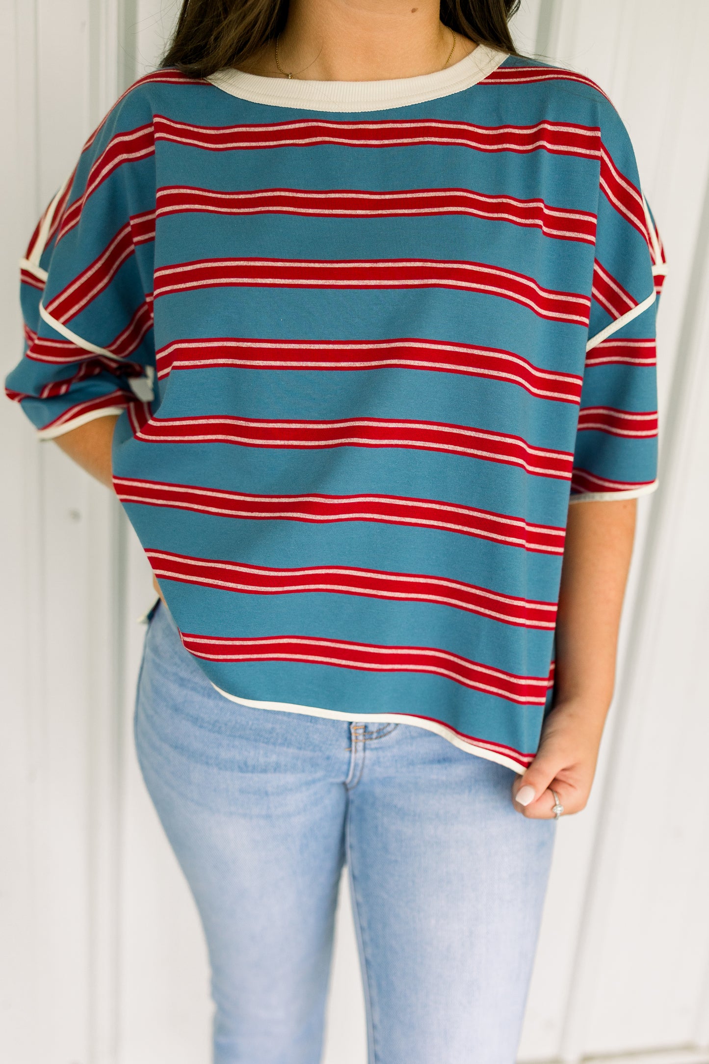 Red & Blue Boxy Tee