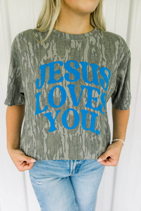 Jesus Loves You Bottomland Camo Tee