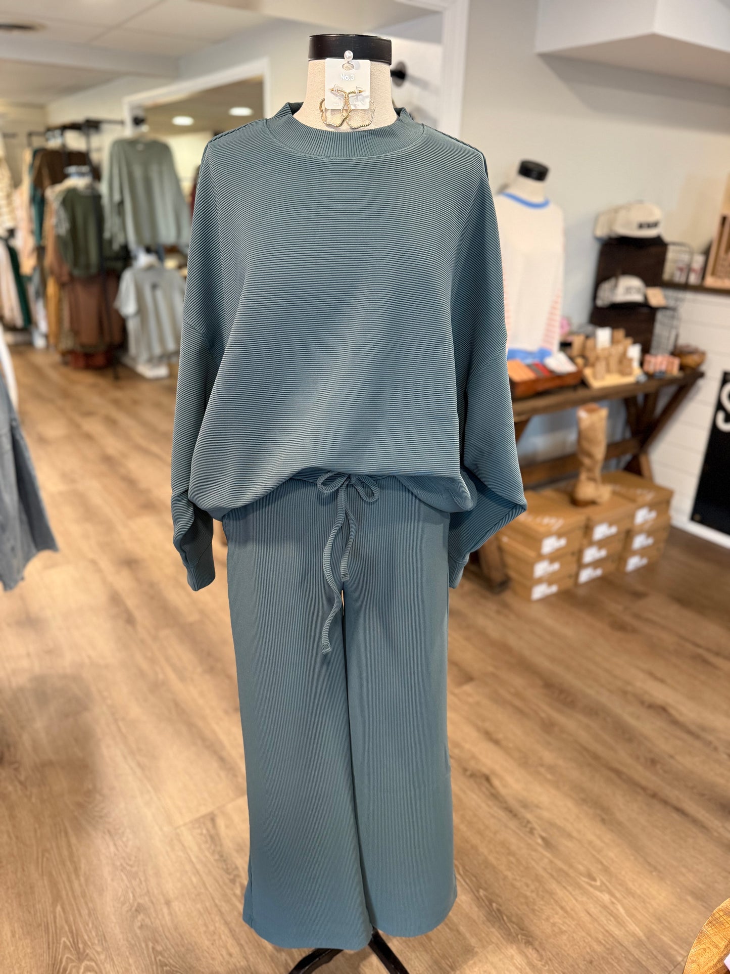 Blue Ribbed Lounge Set