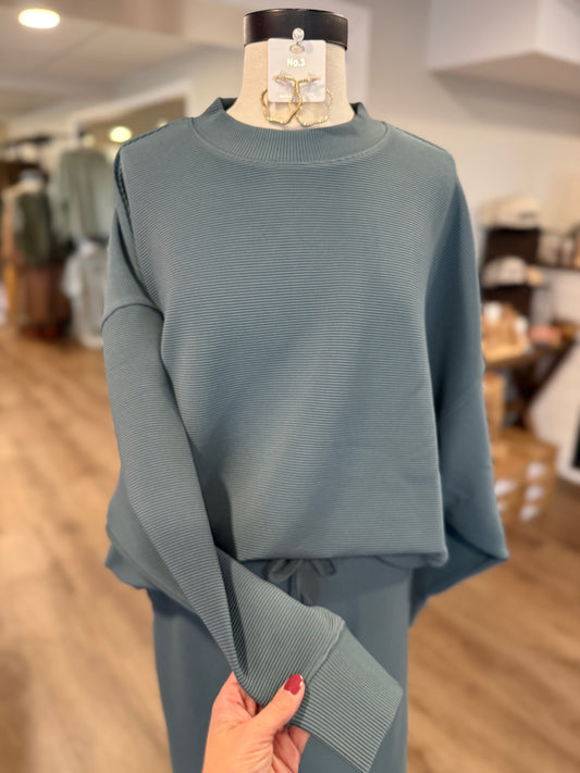 Blue Ribbed Lounge Set