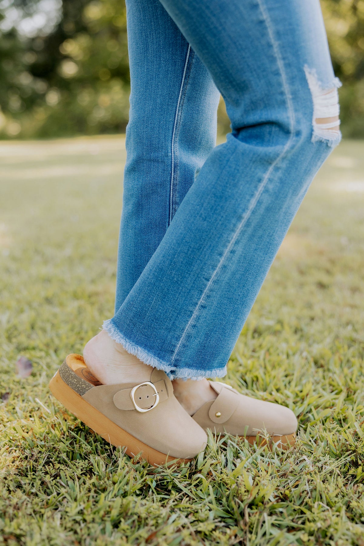 Suede Platform Slides