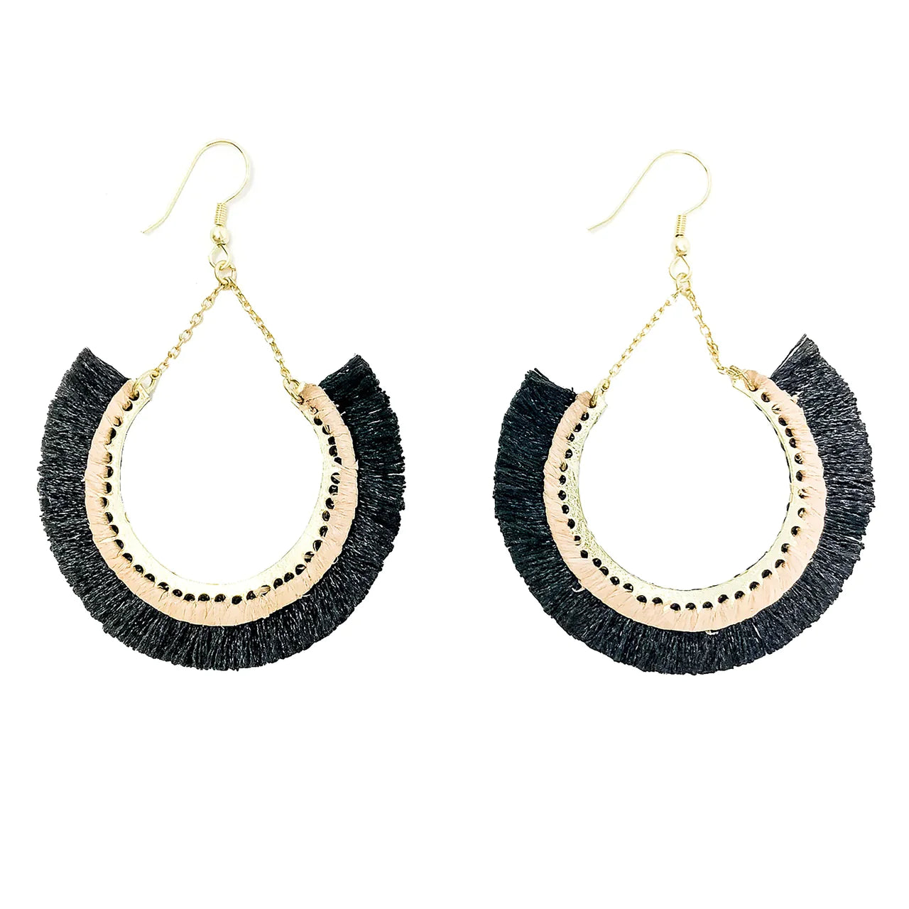 BB - contoured Fringe Earrings (black)