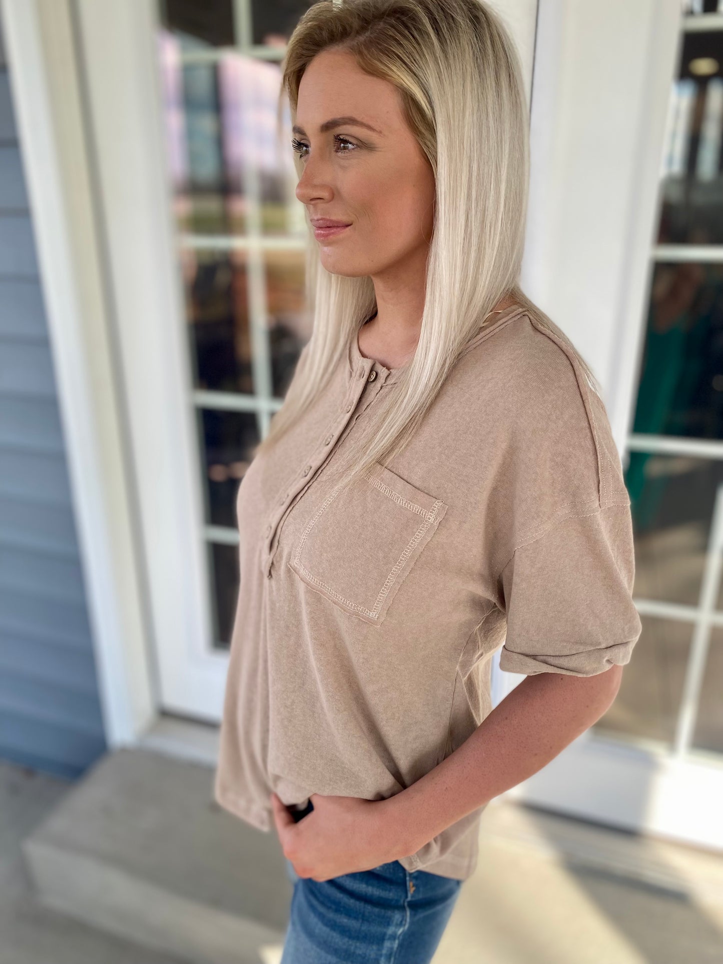 Taupe Henley Top