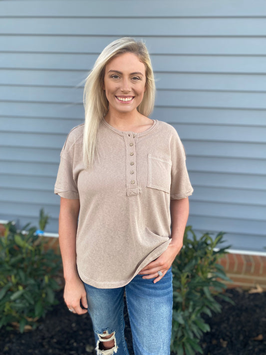 Taupe Henley Top