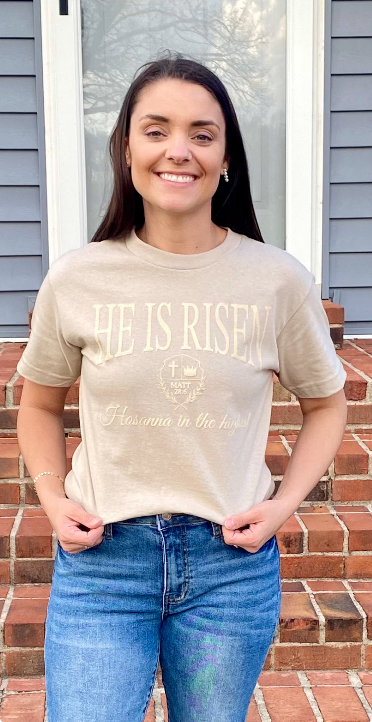 He is Risen Puff Print Tee