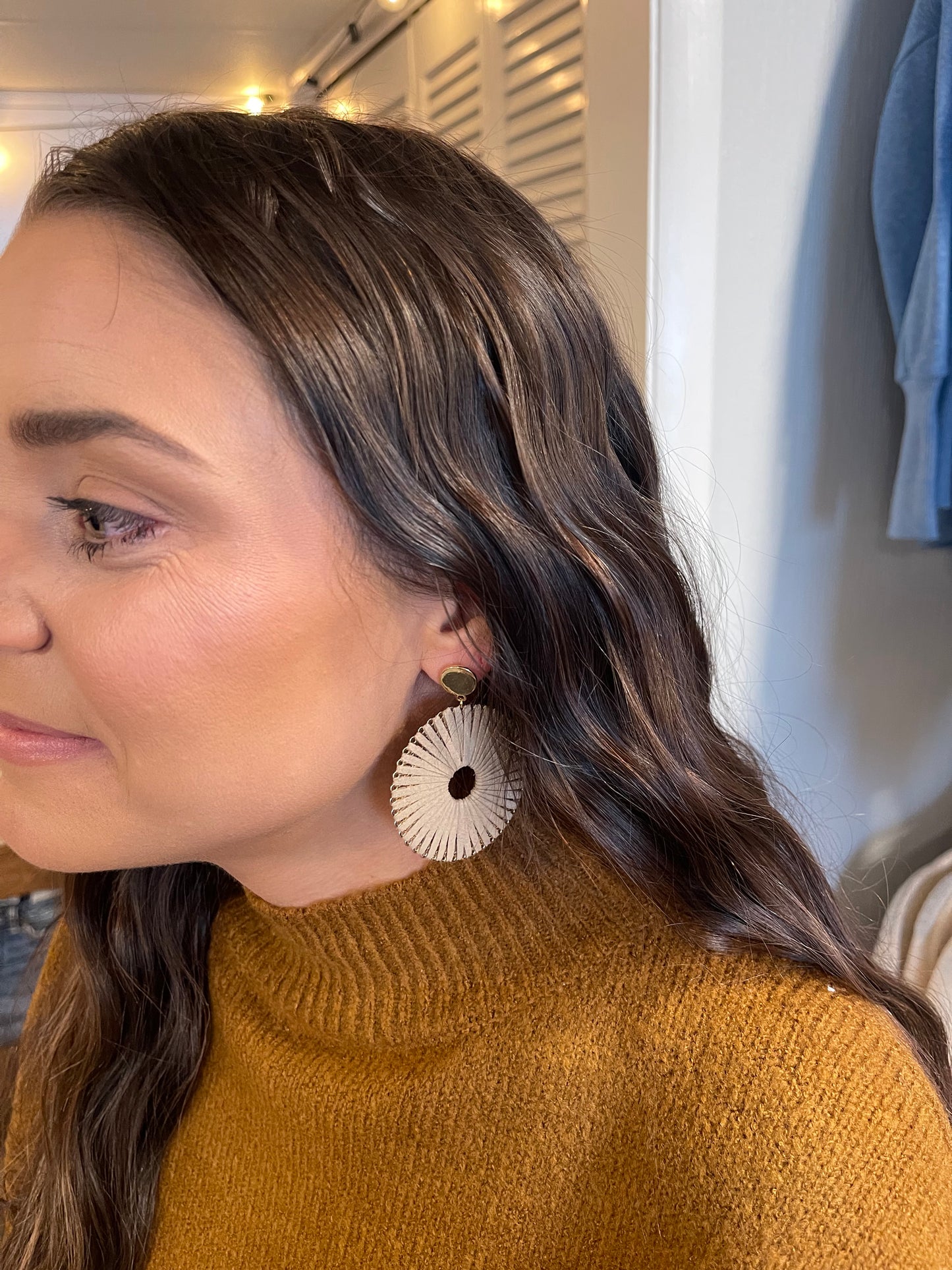 Suede Dangle Earrings- Taupe