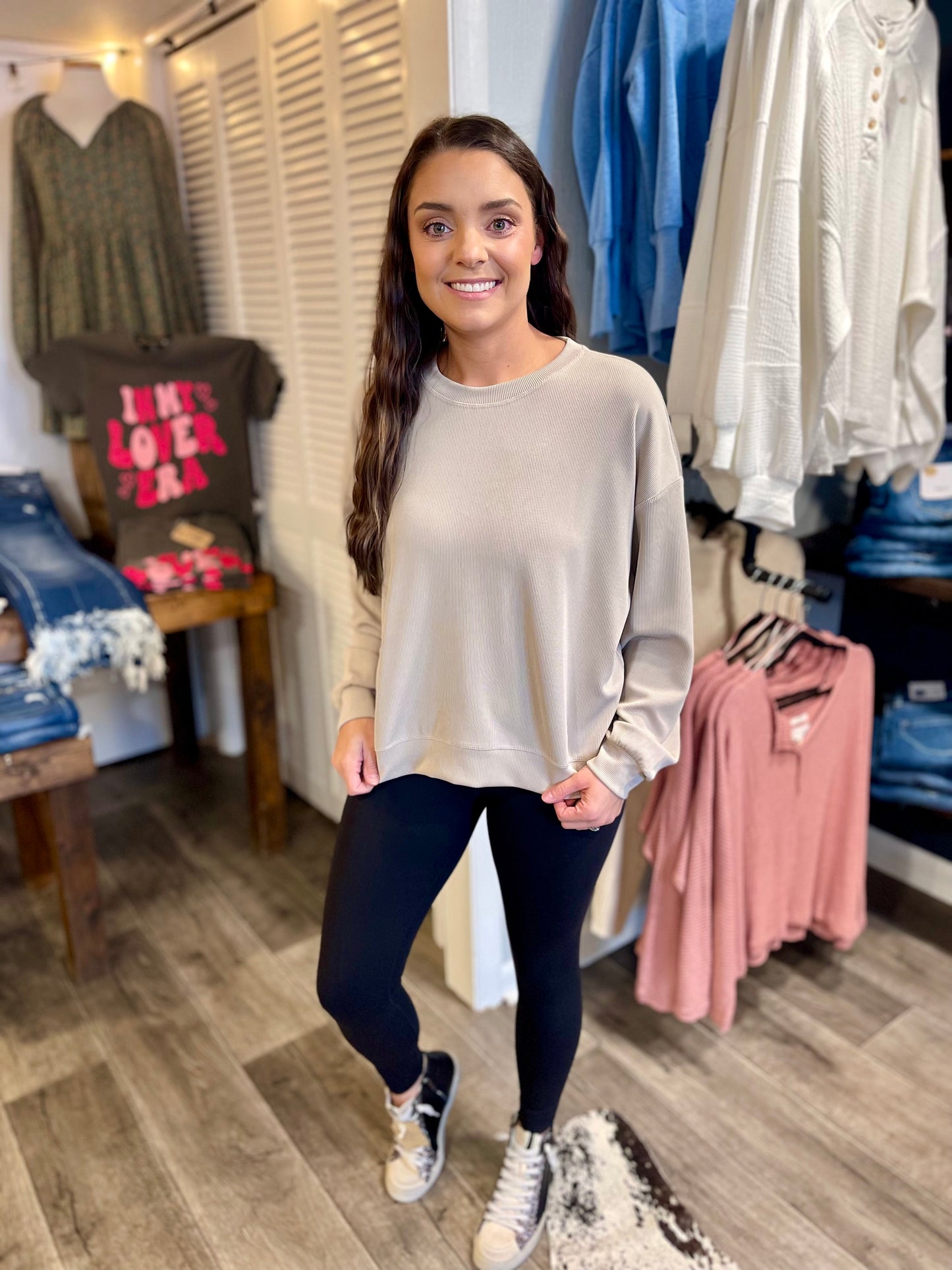 Taupe Ribbed Pullover