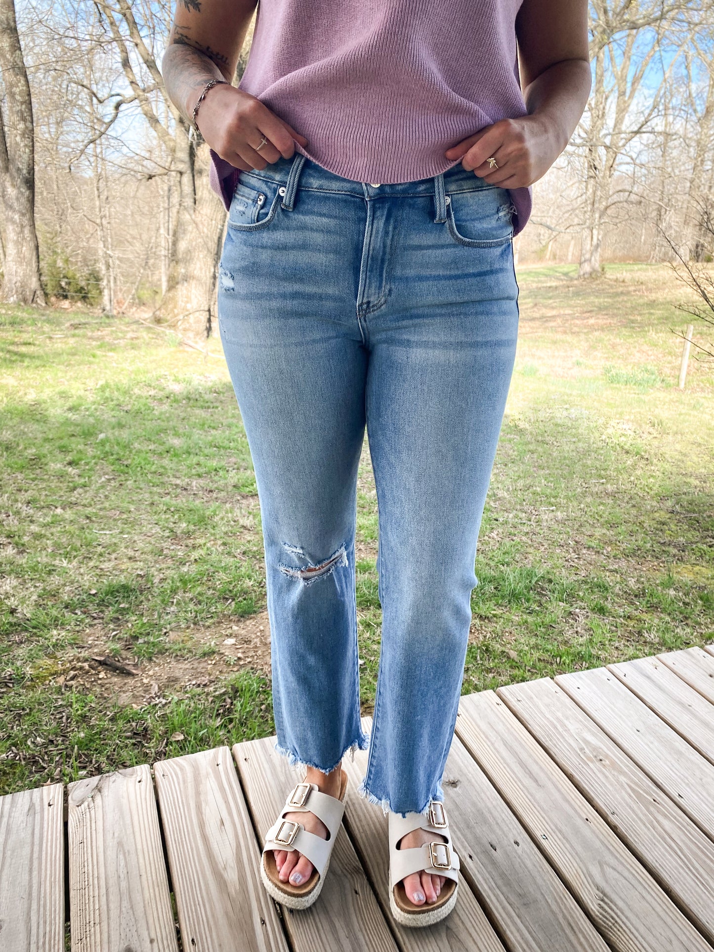Zenana Raw Hem High Rise