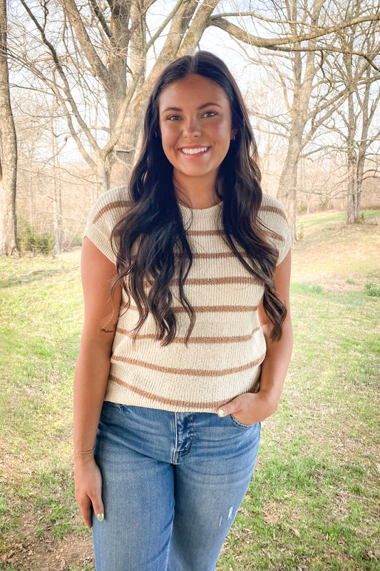 Stripe Sweater Tee, Khaki