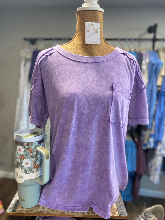 Lilac Vintage Washed Pocket Tee