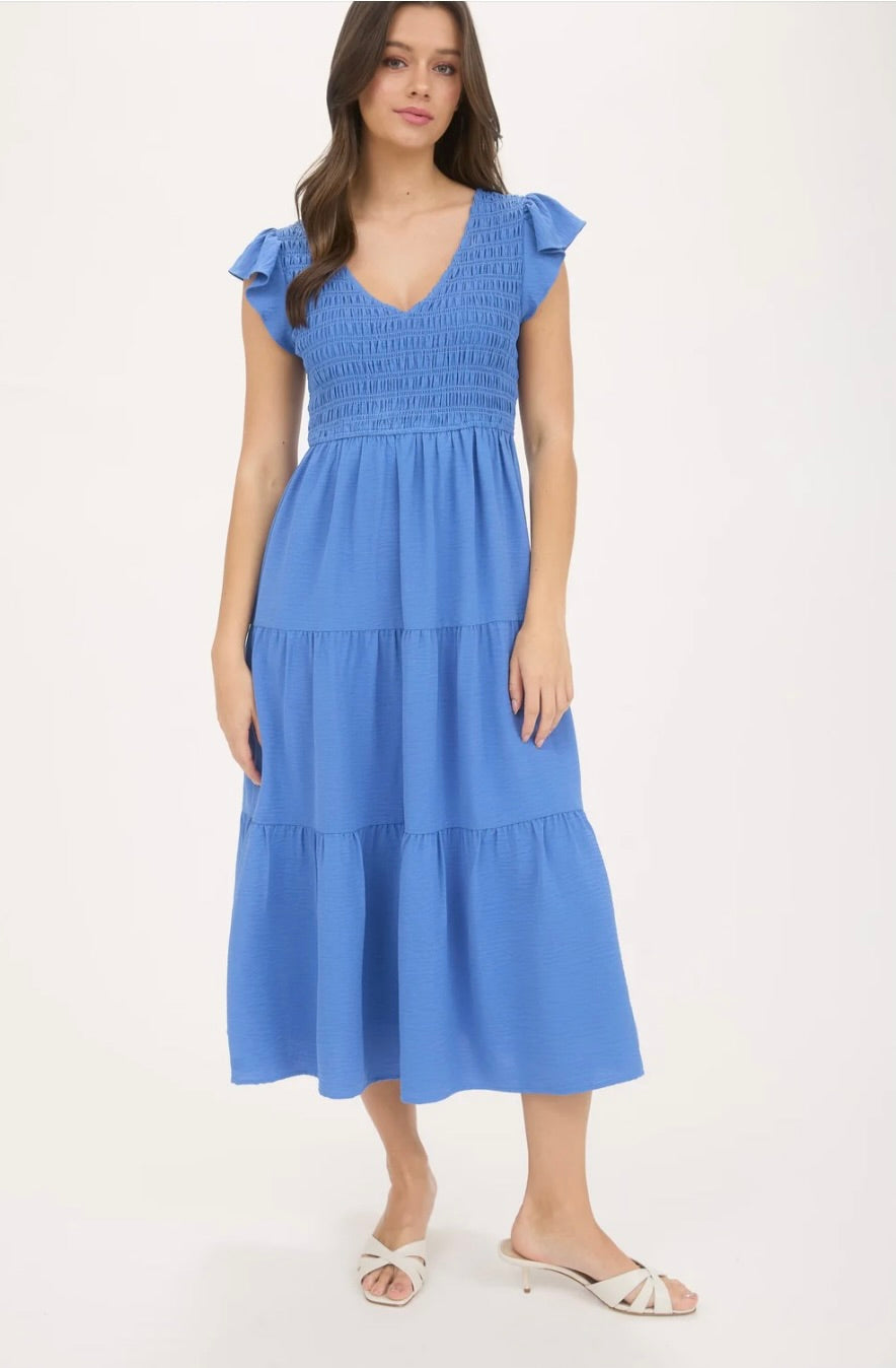 Dusty Blue Smocked Dress