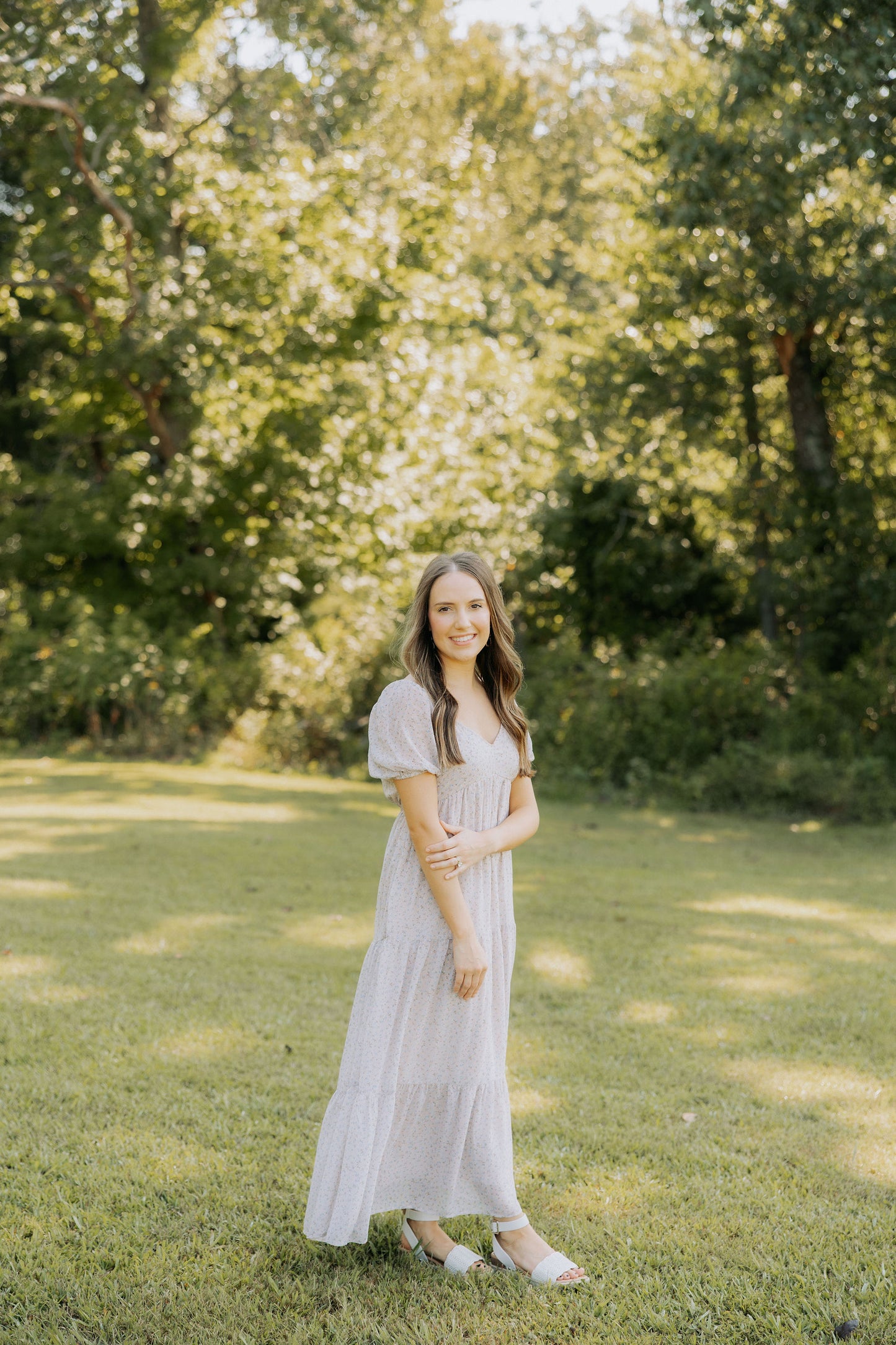 Light Taupe Floral Maxi Dress
