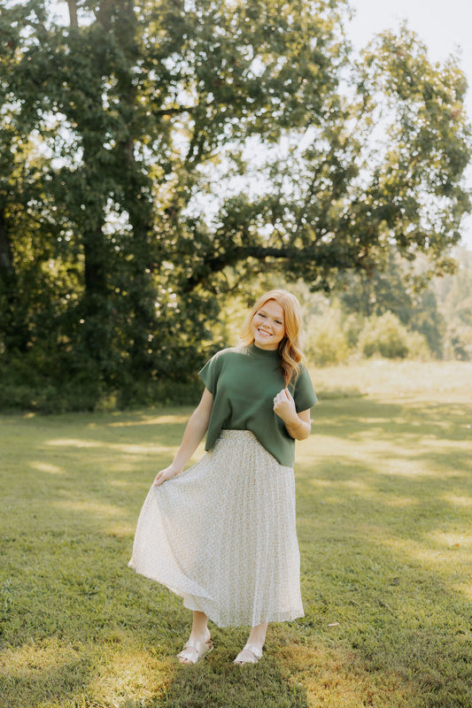 Pleated Golden Midi Skirt