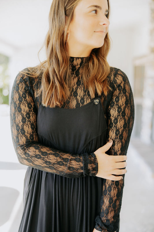 Black Lace Layering Top