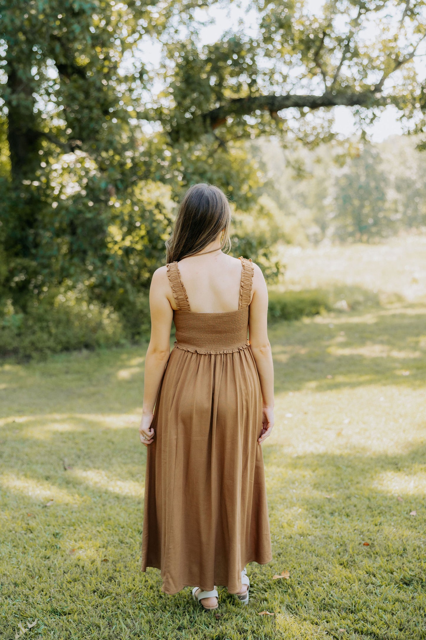 Camel Front Button Dress