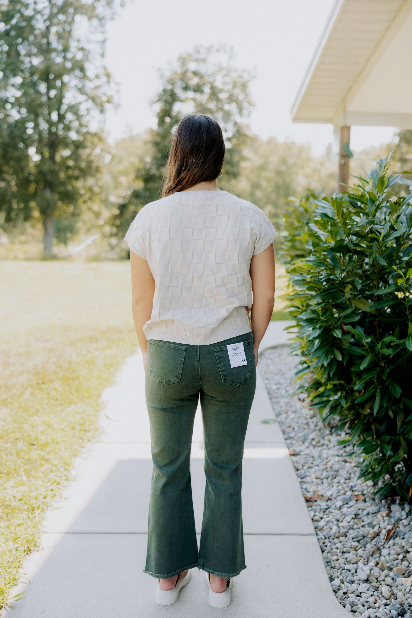 Shell Checkered Sweater Top