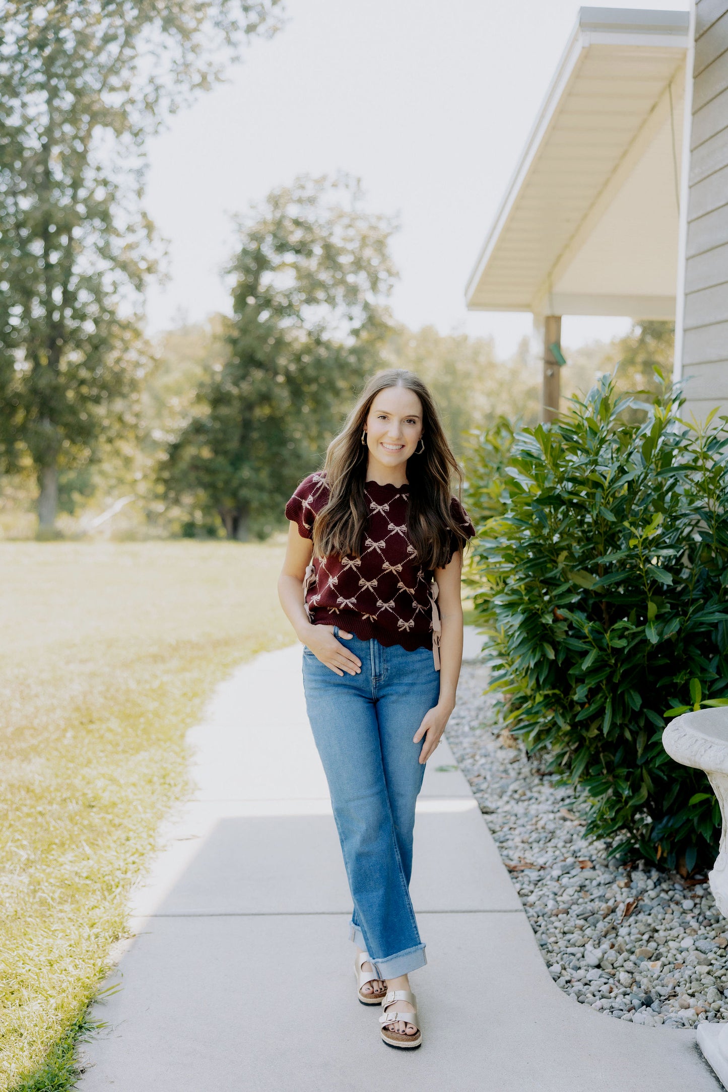 Burgundy Bow Sweater Top