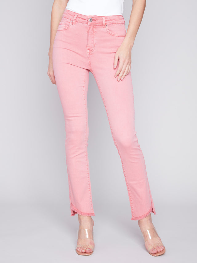 BB-Bootcut Twill Pants with Asymmetrical Hem