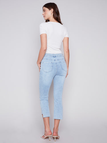BB- Cropped Bootcut Twill Pants with Asymmetrical Hem